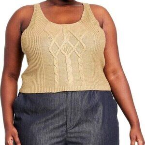 NEW Kika Vargas 4X Chunky Gold Sweater Vest Sleeveless Metallic Tank NWT Chic